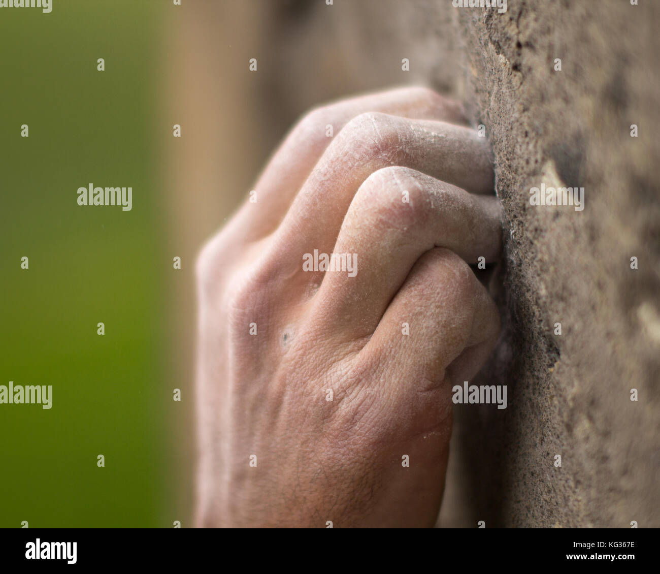 Detail of a rock climber's hand Stock Photo