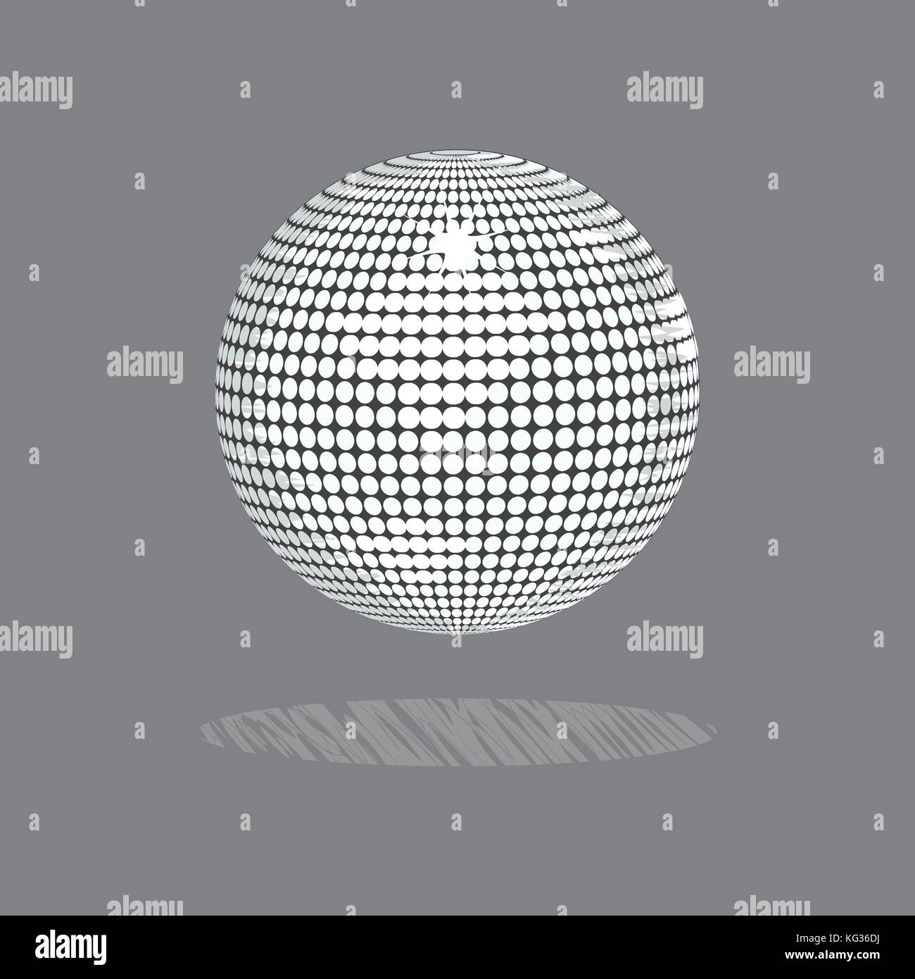 2D Illustration Drawing Style of a White Disco Ball with Scratched