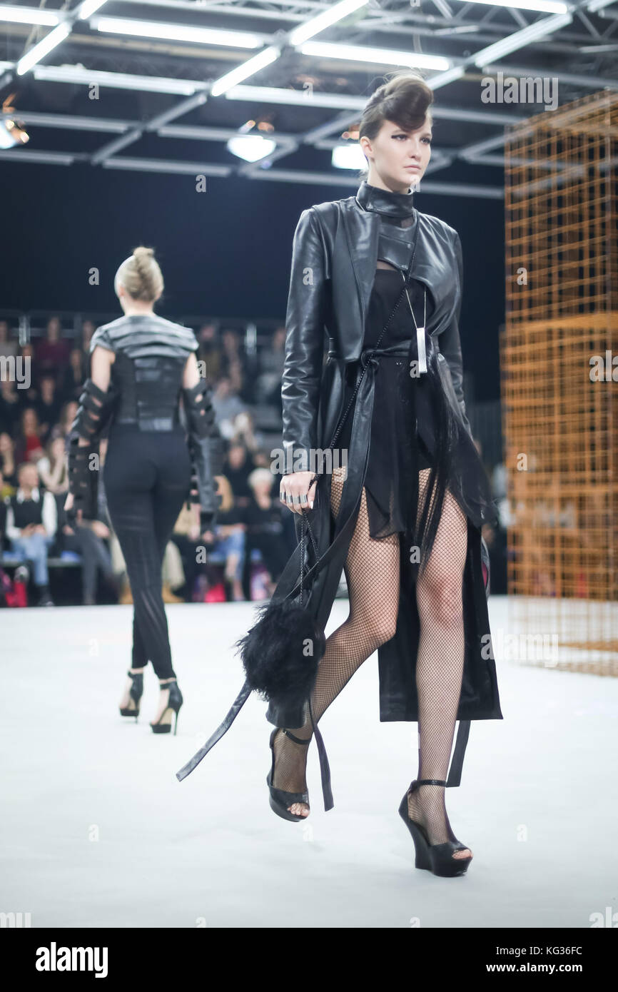 ZAGREB, CROATIA OCTOBER 25, 2017 Fashion model wearing clothes for