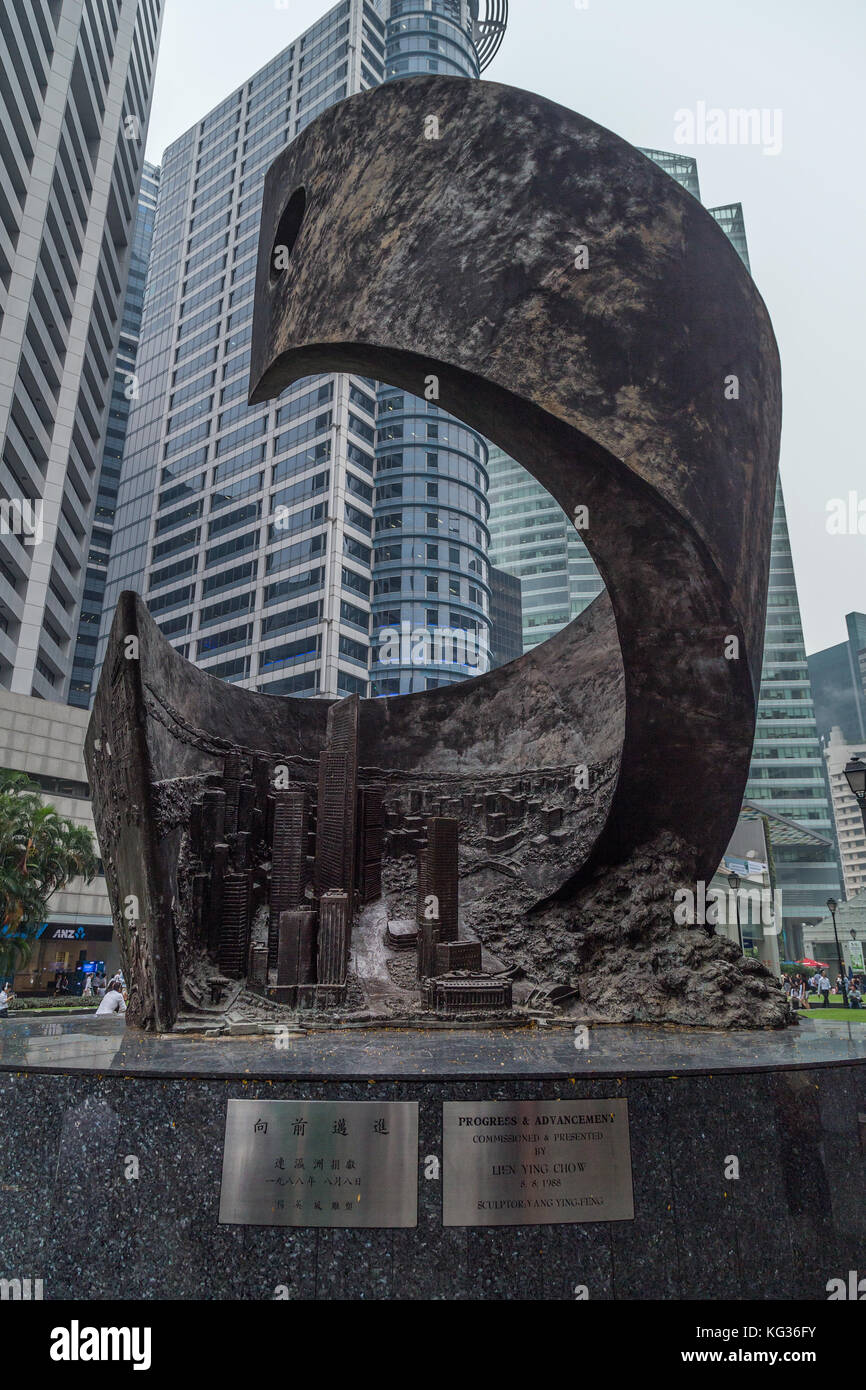 Progress and Advancement sculpture at Raffles Place, Singapore Stock Photo