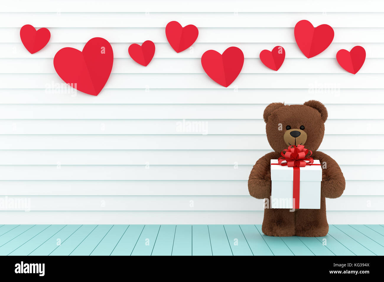 teddy bear holding a box