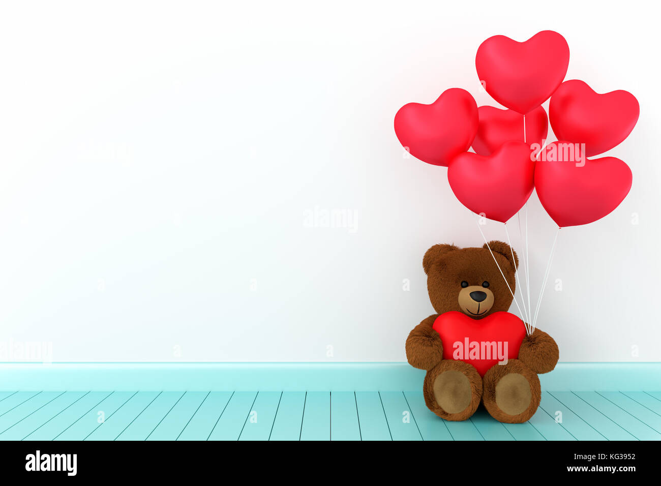A photo of Teddy bear holding balloon heart sharp with white background ...