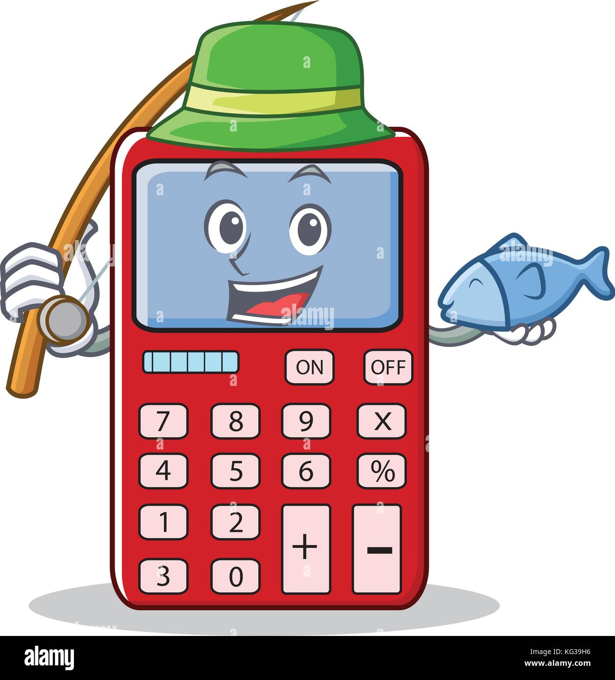 Fishing cute calculator character cartoon Stock Vector Image & Art - Alamy