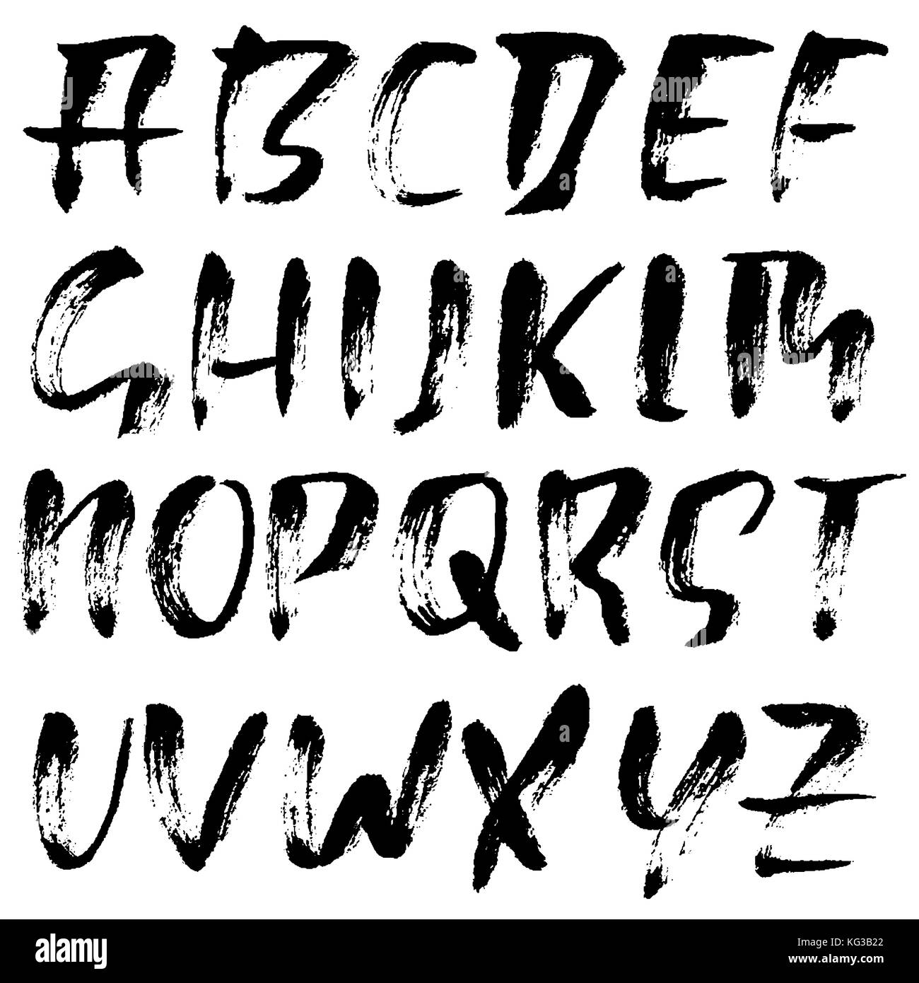 Hand drawn dry brush font. Modern brush lettering. Grunge style ...