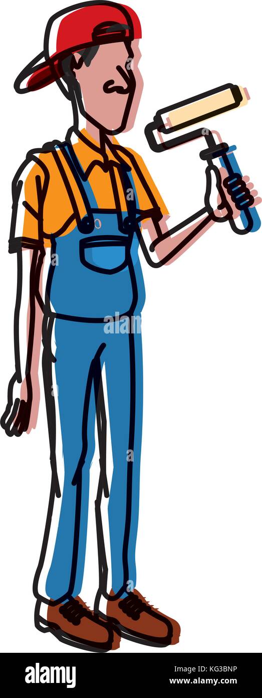 Cartoon painter with tool Stock Vector Image & Art Alamy