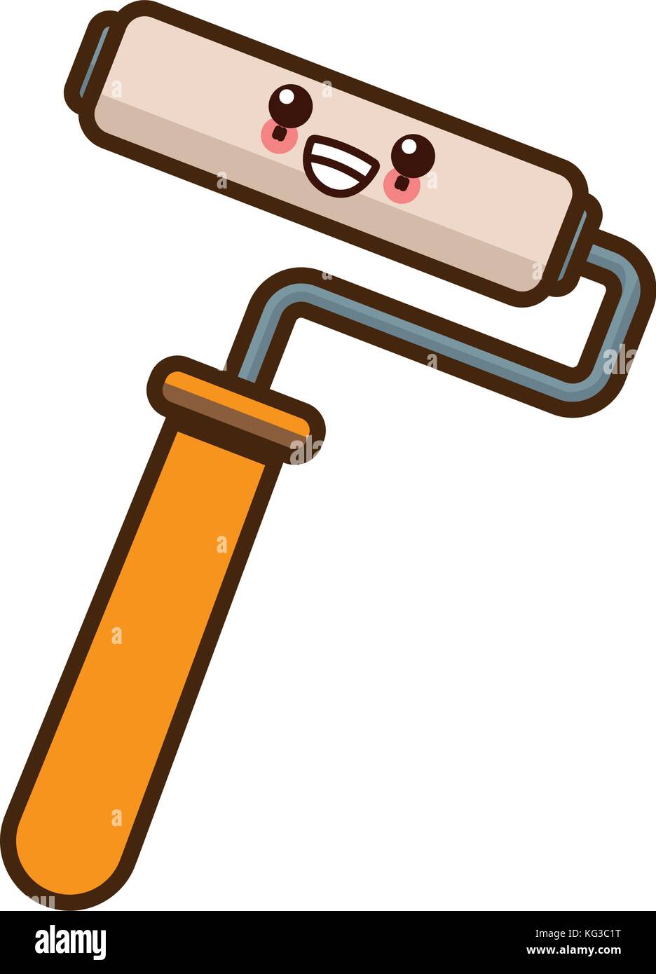 Rolling paint brush kawaii cartoon Stock Vector Image & Art Alamy