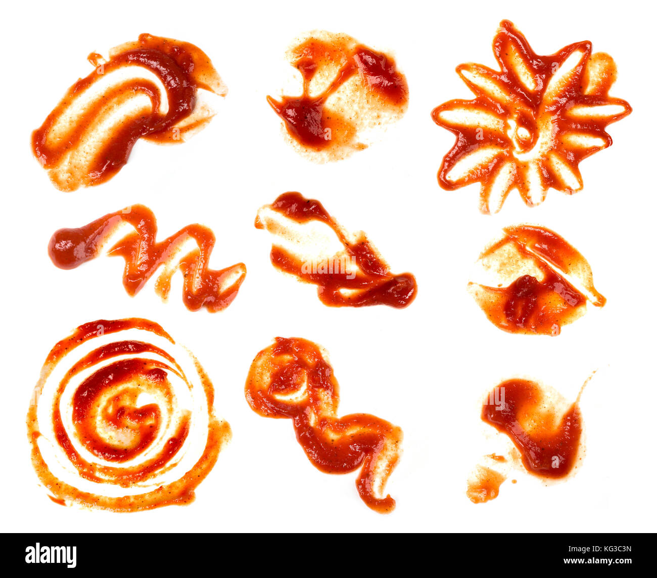 Collection of ketchup stains on white background Stock Photo Alamy
