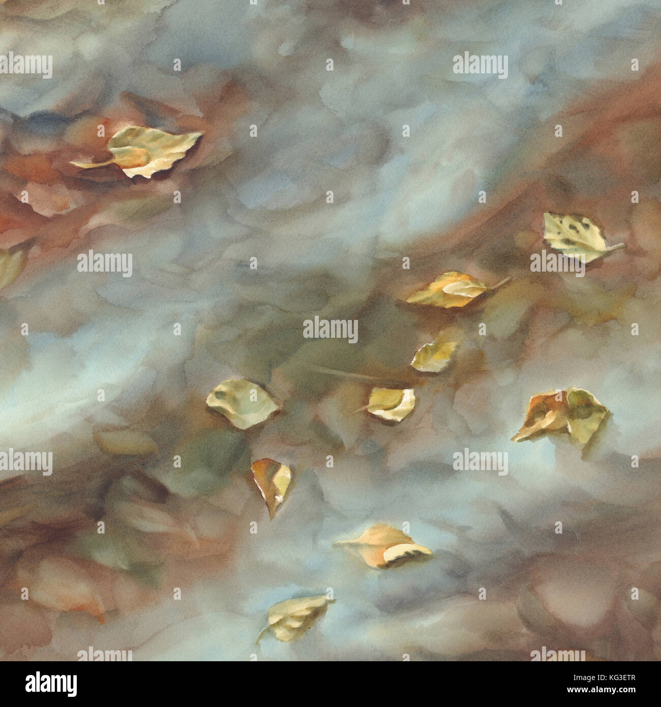 autumn leaves watercolor background Stock Photo - Alamy