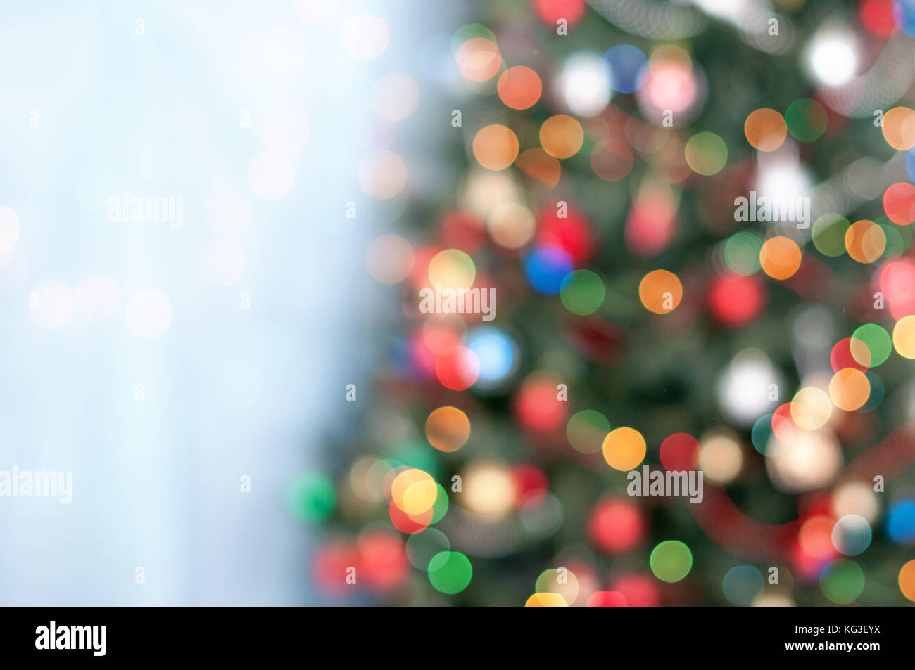 Christmas bokeh - Christmas tree in lights Stock Photo