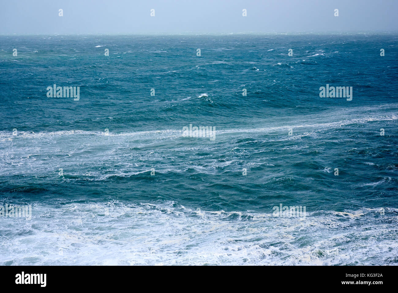 Rough Atlantic Sea under a Stormy Sky Stock Photo