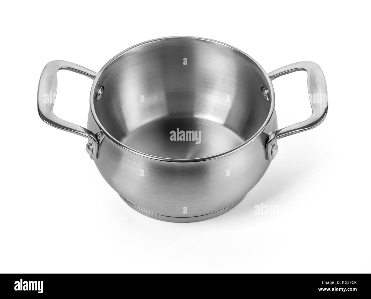 Stainless steel cooking pot isolated over white background with