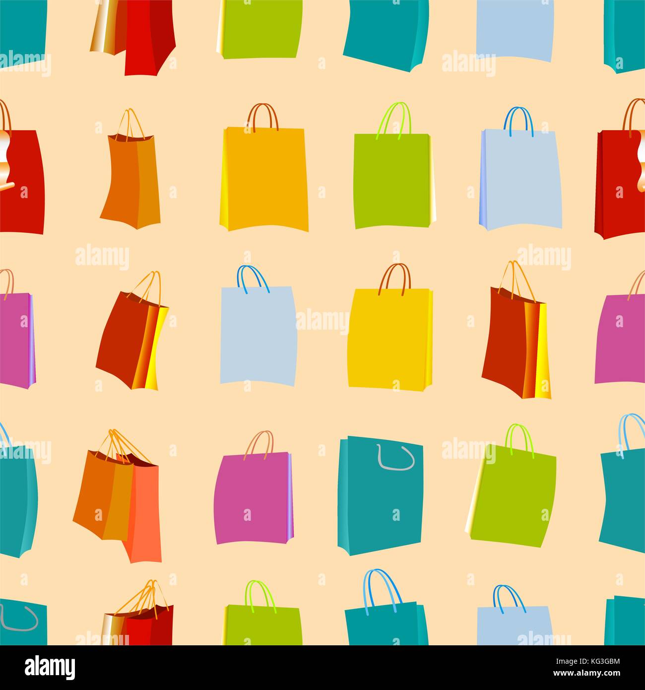 Shopping bags seamless background. Vector illustration image Stock