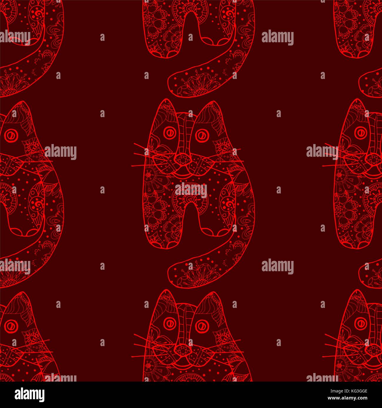 Seamless pattern with cute cats, vector illustration Stock Vector Image ...