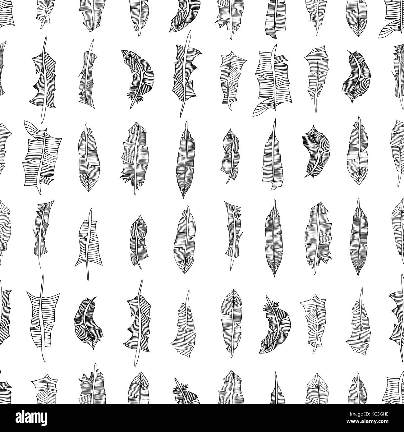Vintage seamless pattern with hand-drawn feathers. Illustration Stock ...
