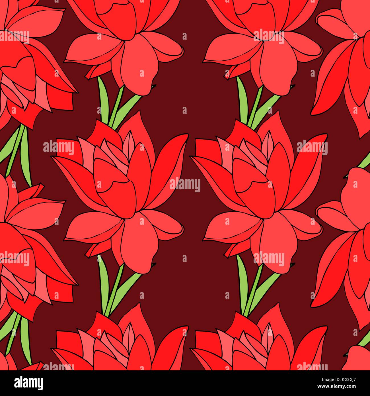 Beautiful peony seamless pattern design. Vector illustration Stock ...