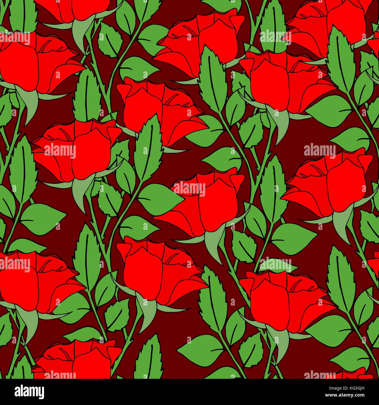 Seamless background with roses. Sketch of hand draw . Vector ...