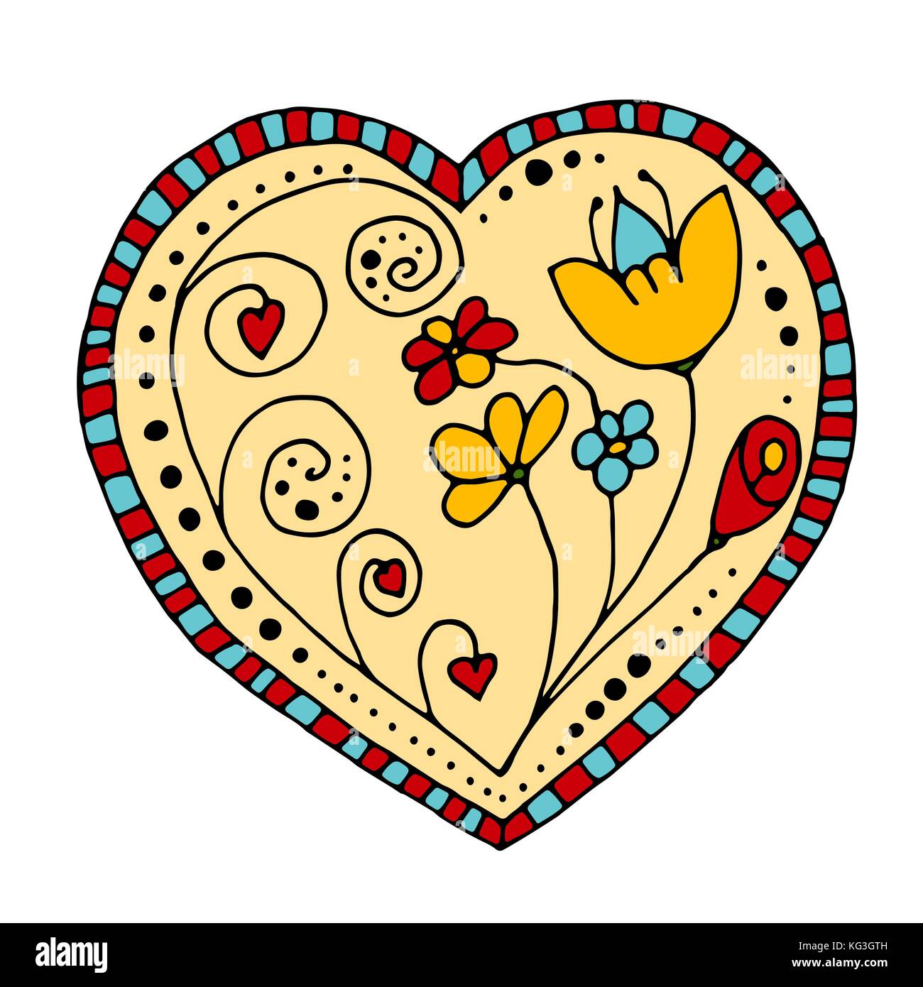 Sketchy Doodle Heart and Swirls Vector Illustration Stock Vector Image ...