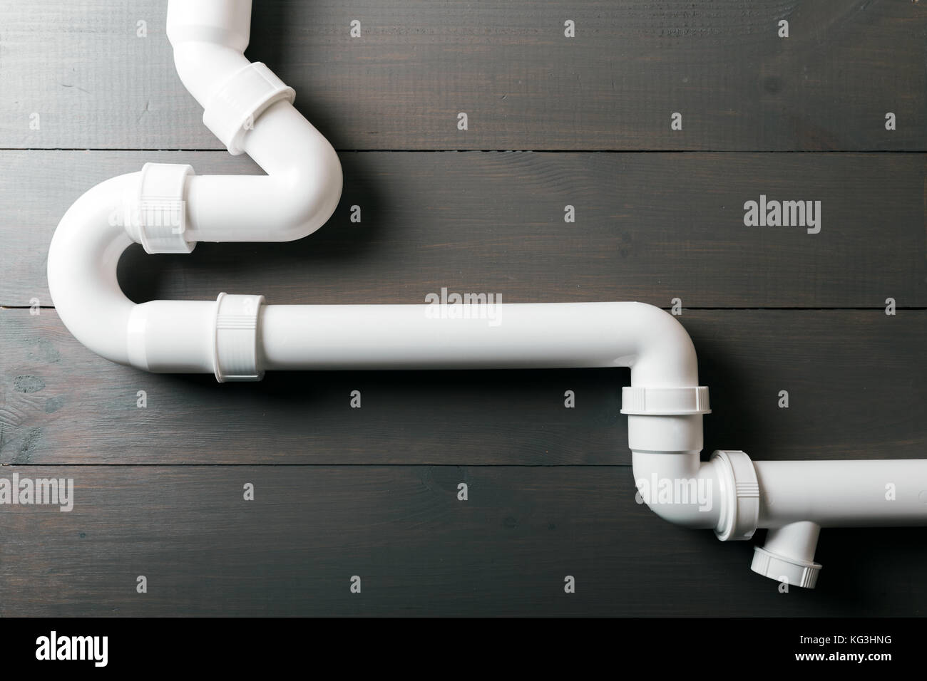 white plastic sewerage water pipes Stock Photo