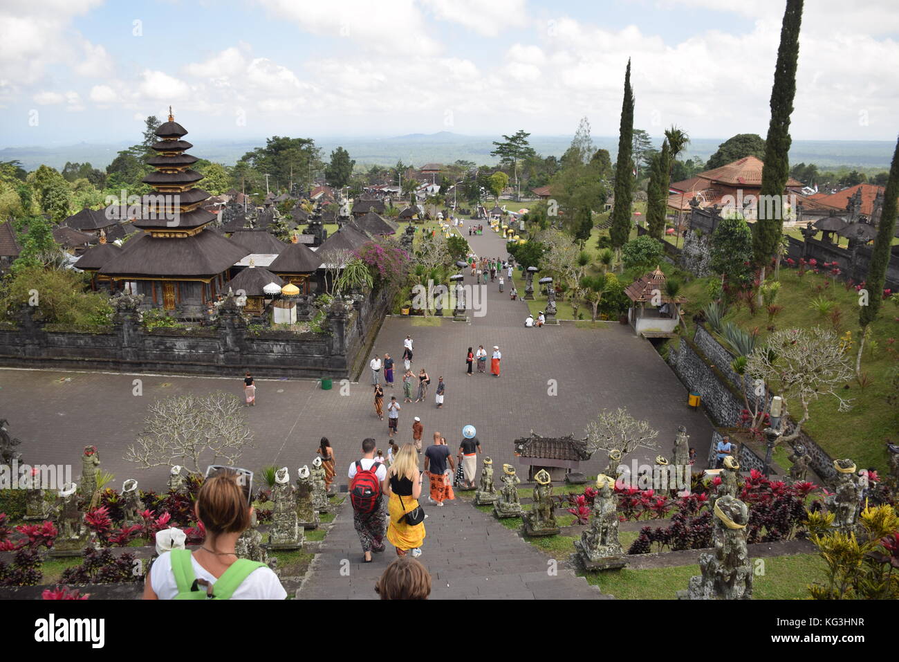 Top view of Pura Besakih hindu temple from the main staircase in Bali, Indonesia Stock Photo