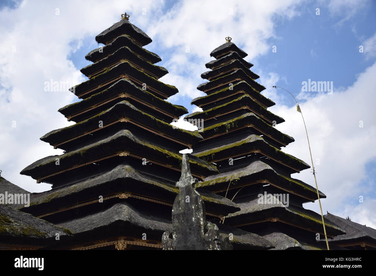 PAgodas and roofs inside Pura Besakih hindu temple in Bali, Indonesia Stock Photo