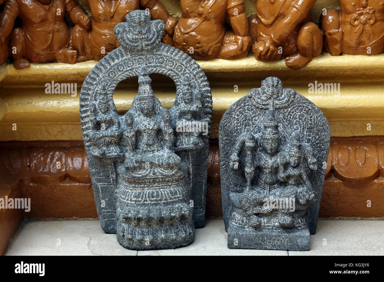 Colombo Sri Lanka Slave Island Gangaramaya Temple Bodhisattva figures Stock Photo