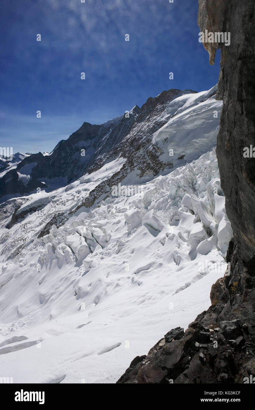 The Ischmeergletscher from the Eismeer station, Jungfraubahn Stock Photo