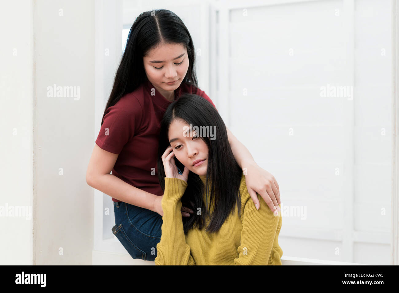 Friend Comforting Crying Woman Stock Photos Friend Comforting