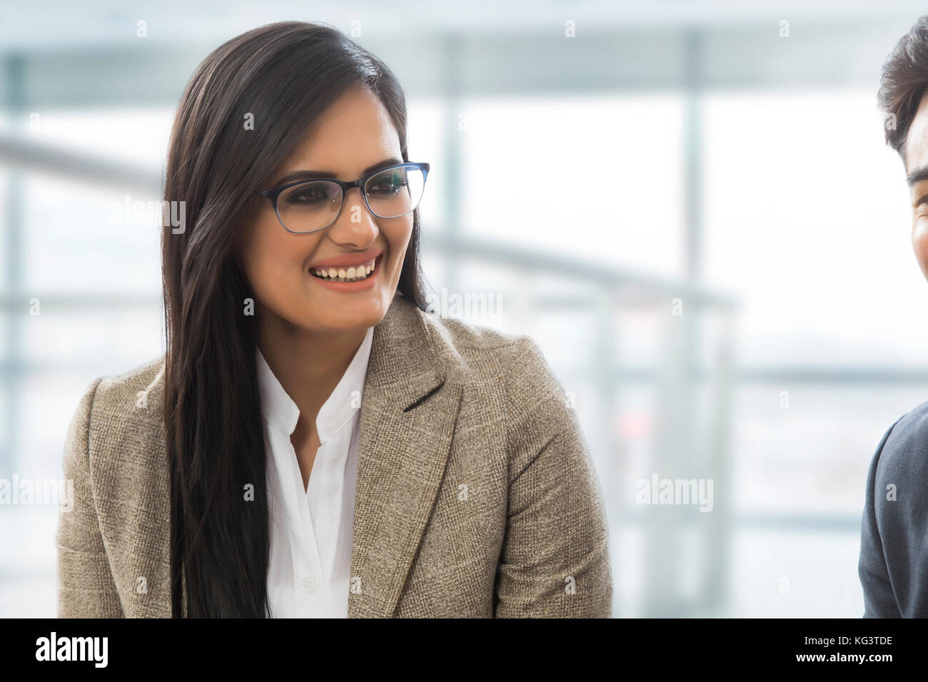 Portrait of businesswoman smiling Stock Photo
