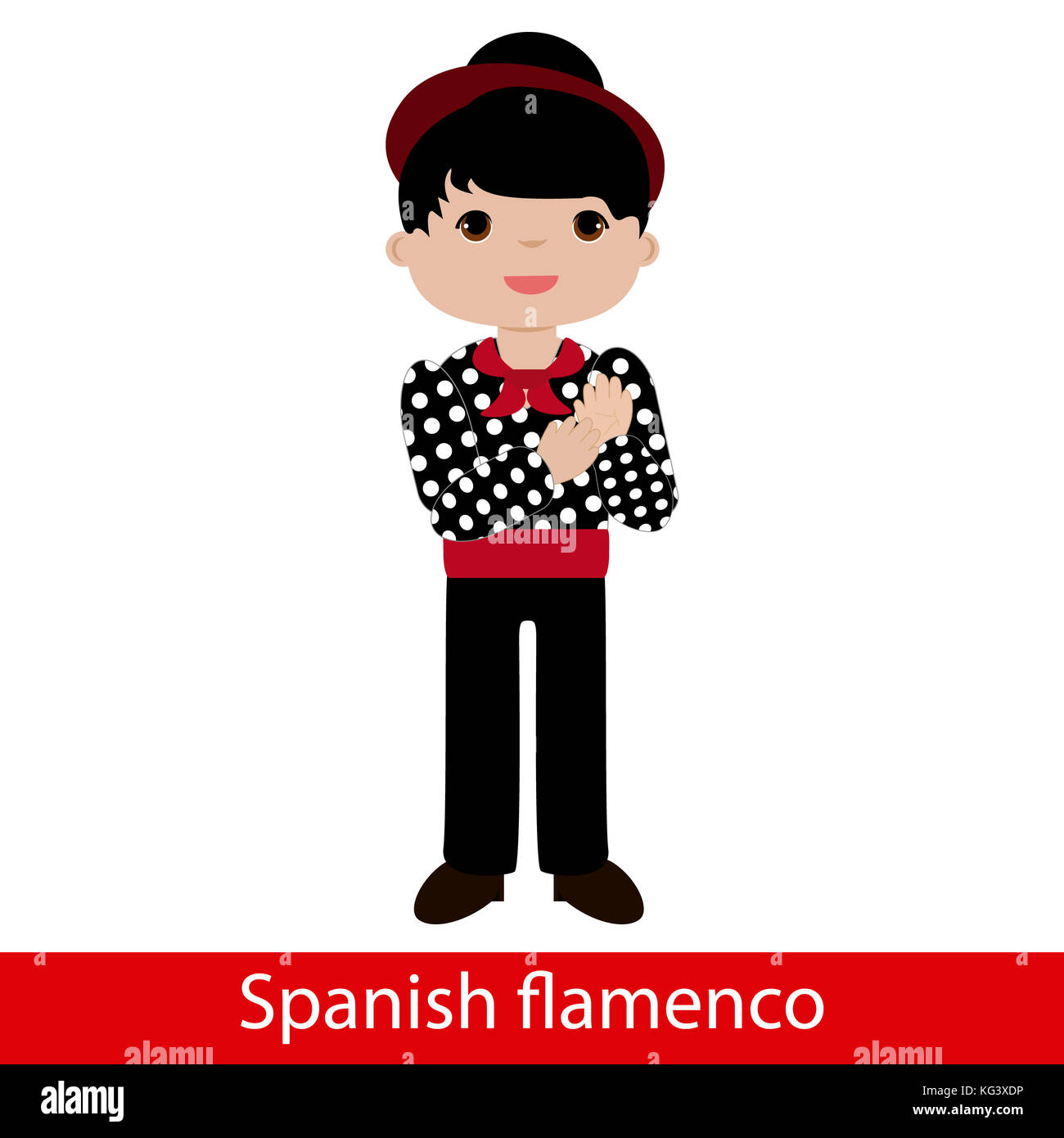 Flamenco boy with black shirt and white polka dots Stock Photo