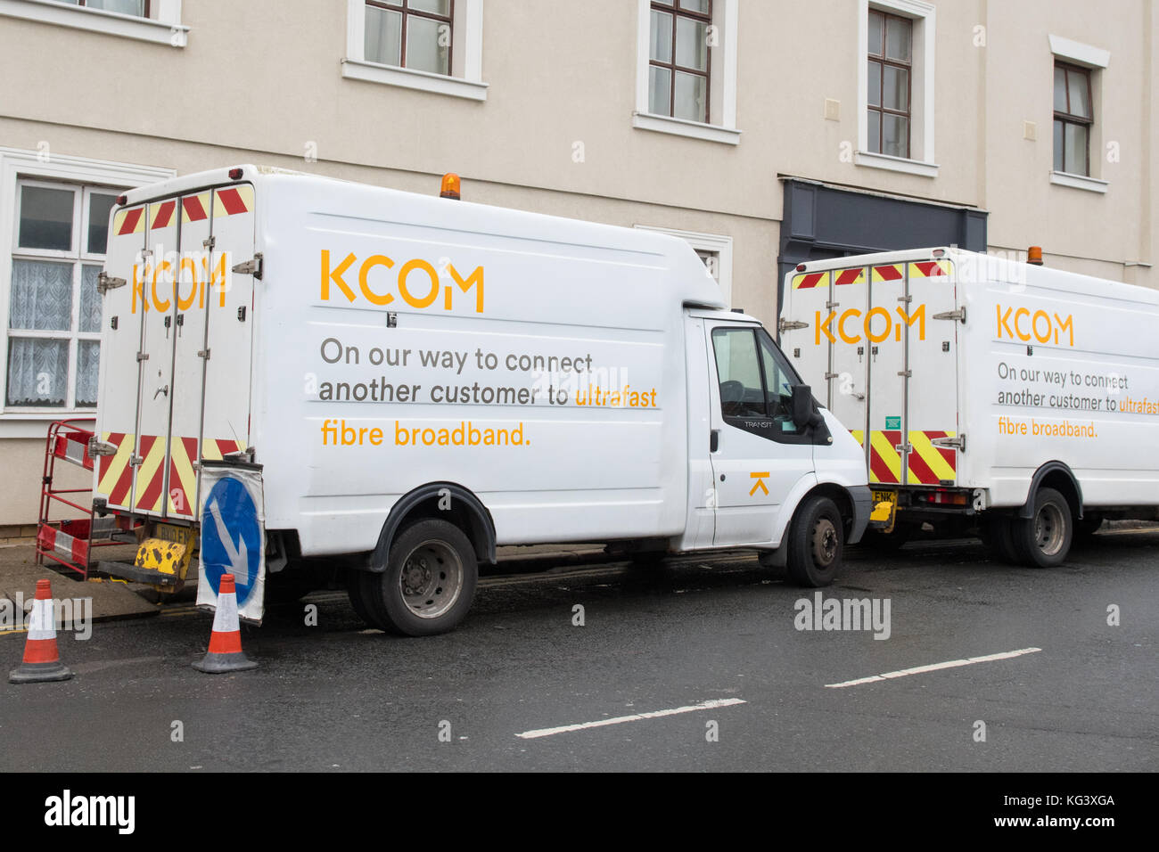 KCOM vans, Hull, England, UK Stock Photo