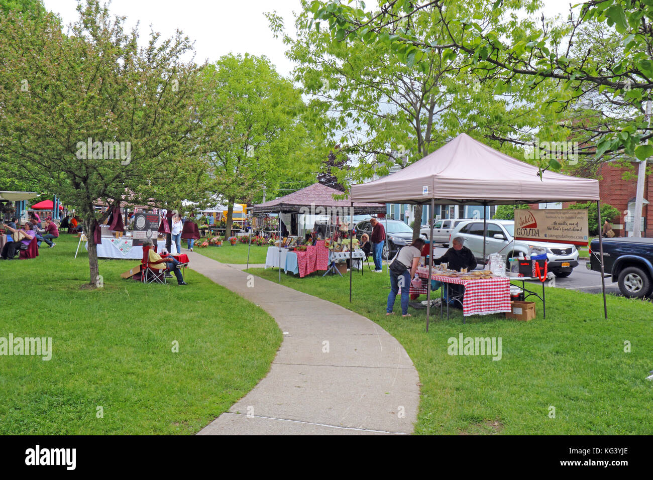 HAMILTON, NEW YORK MAY 27 2017 Vendors and shoppers at the local
