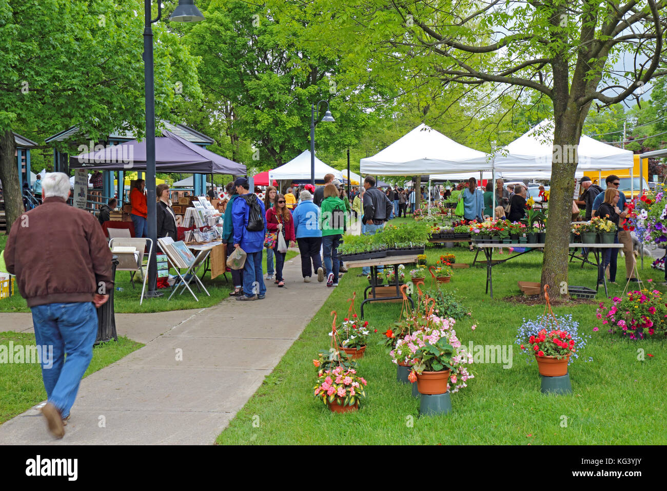 HAMILTON, NEW YORK MAY 27 2017 Vendors and shoppers at the local