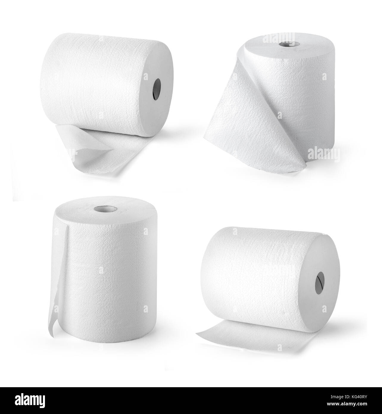 set of Simple toilet paper on white background Stock Photo
