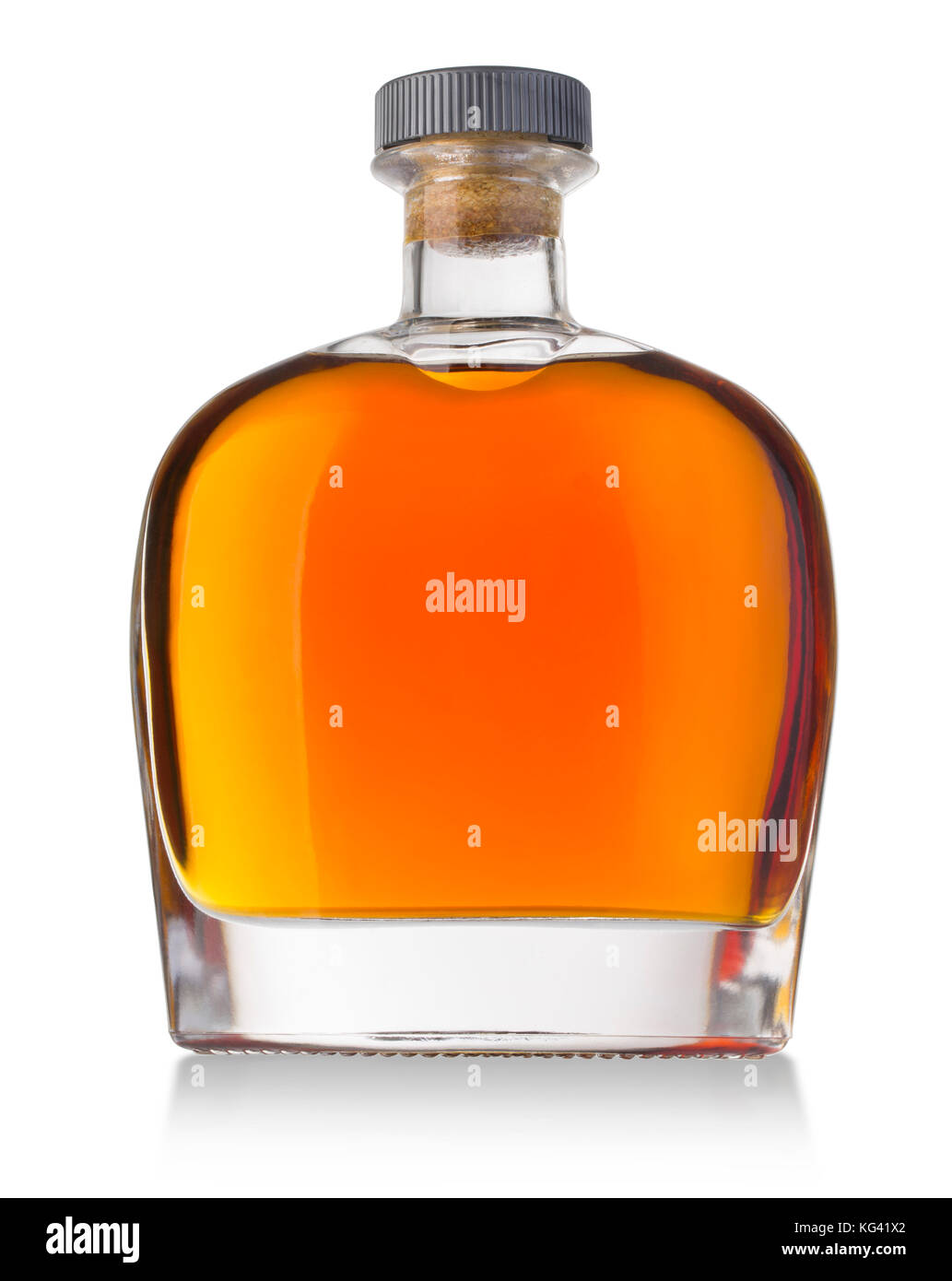 Full whiskey, cognac, brandy bottle isolated on white background. with