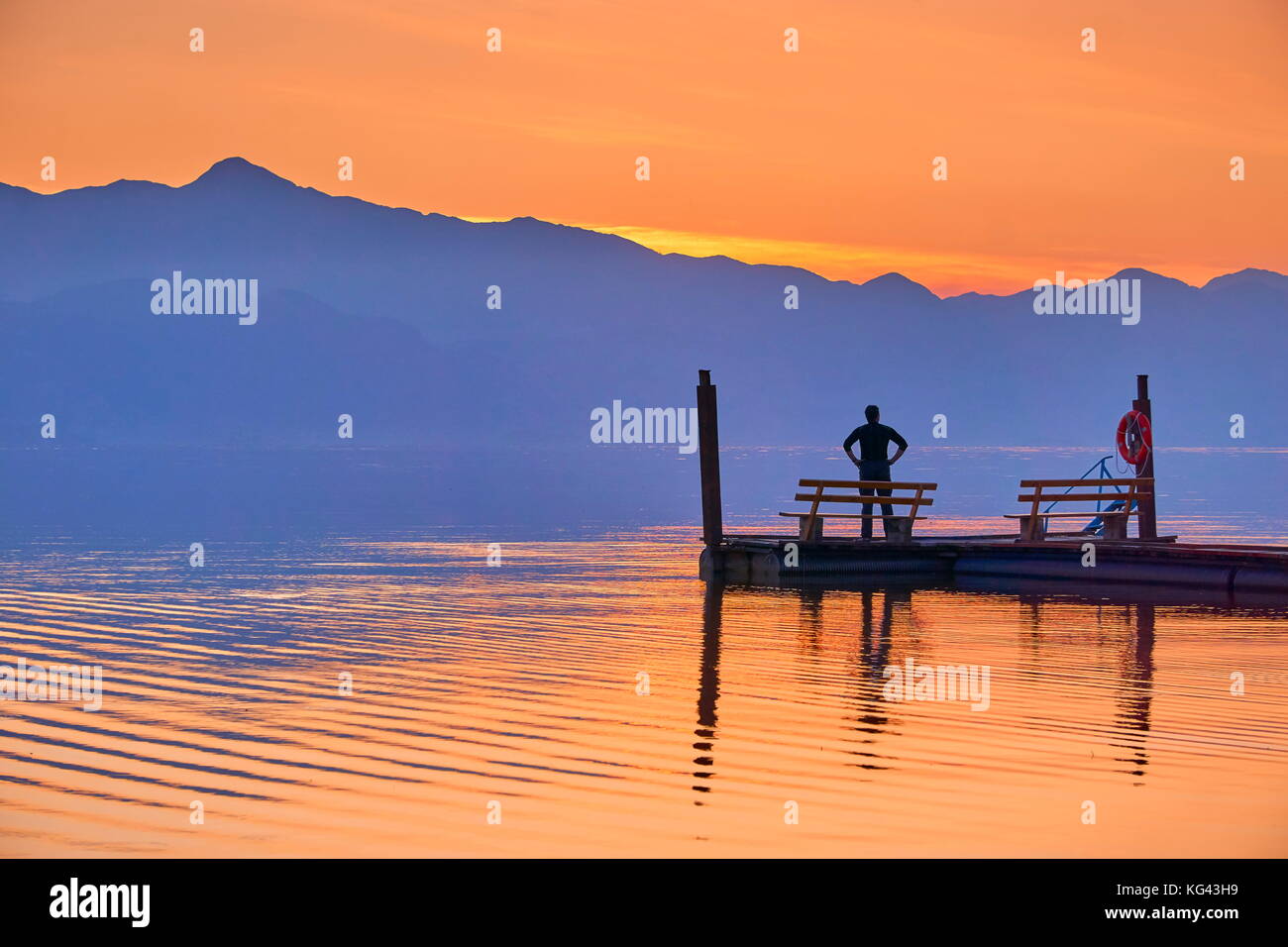 Skadar Lake after sunset, Shkoder, Albania Stock Photo