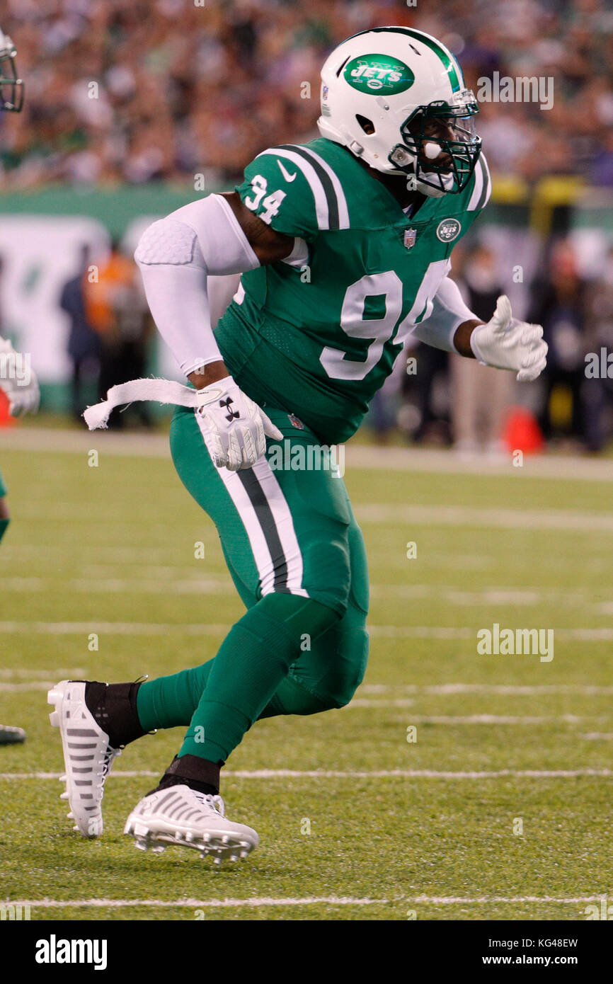 East Rutherford, New Jersey, USA. 2nd Nov, 2017. New York Jets defensive end Kony Ealy (94) in action during the NFL game between the Buffalo Bills and the New York Jets at MetLife Stadium in East Rutherford, New Jersey. The New York Jets won 34-21. Christopher Szagola/CSM/Alamy Live News Stock Photo