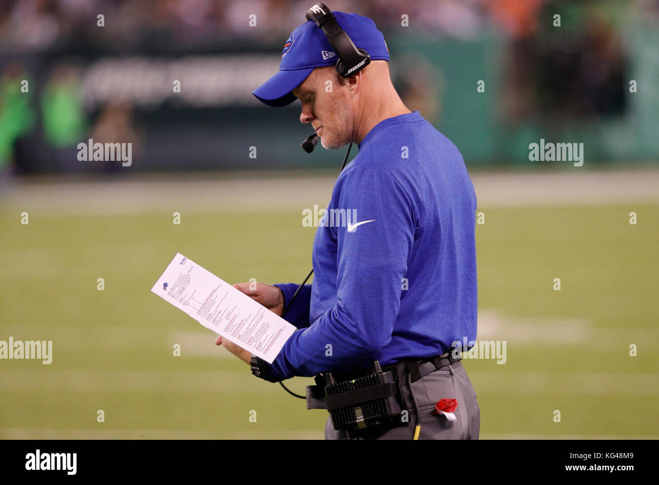 East Rutherford, New Jersey, USA. 2nd Nov, 2017. Buffalo Bills head ...