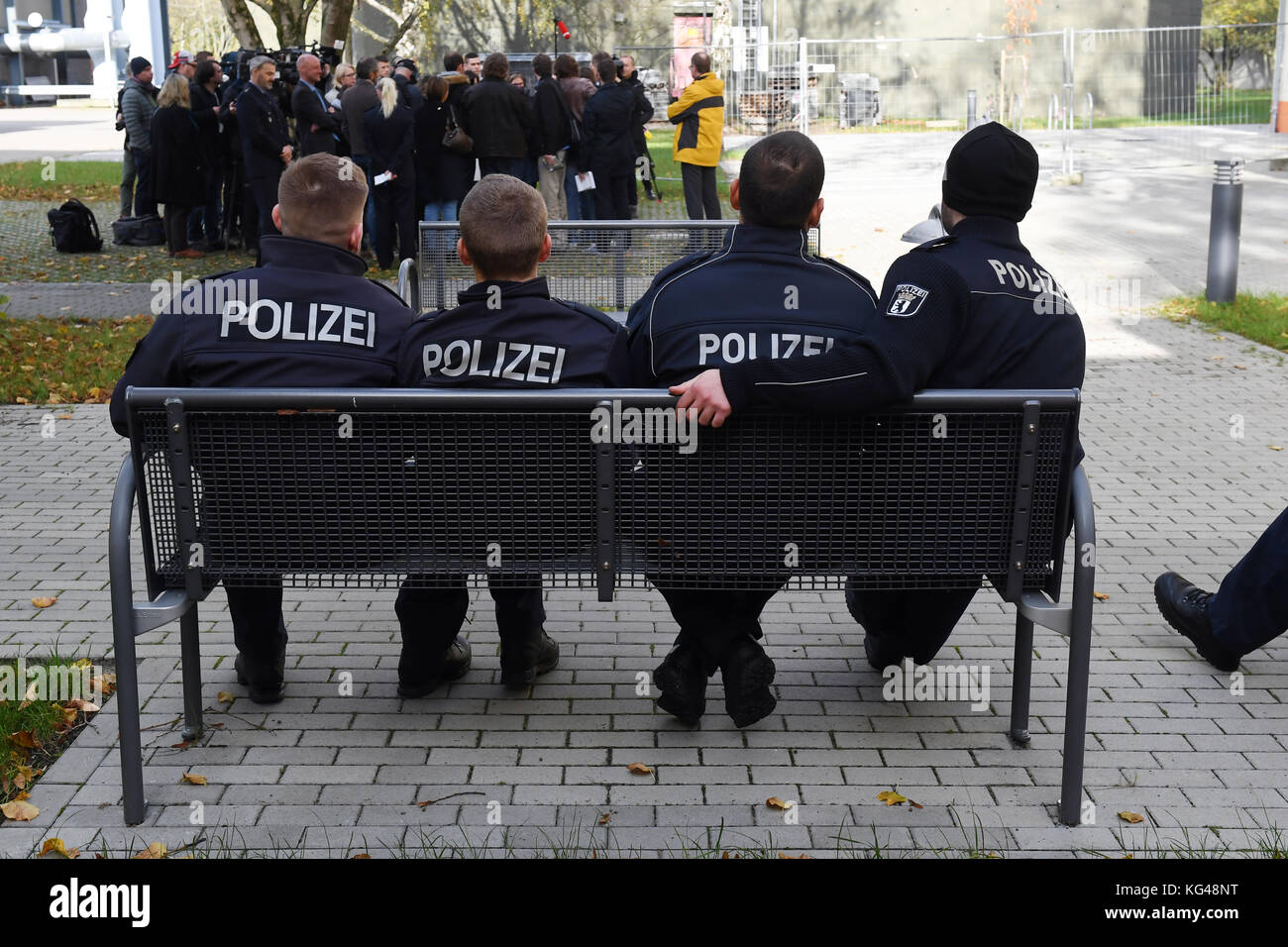 Police Cadets Sitting On A Bench At The Police Acamdemy In Berlin Stock Photo Alamy
