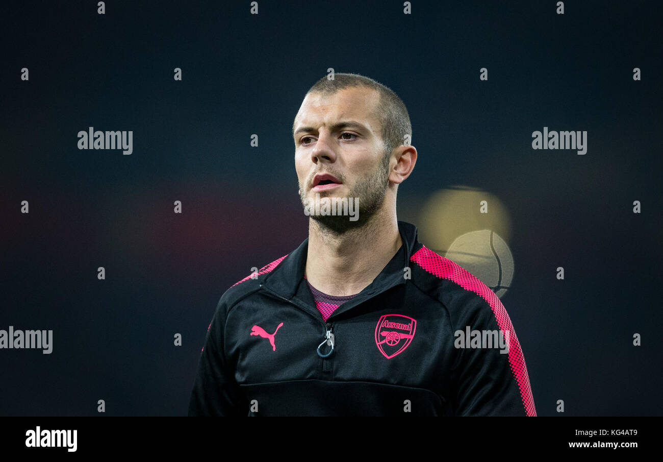 London, UK. 02nd Nov, 2017. Jack Wilshere of Arsenal ahead of the UEFA Europa League group stage match between Arsenal and FC Red Star Belgrade at the Emirates Stadium, London, England on 2 November 2017. Photo by PRiME Media Images. Credit: Andrew Rowland/Alamy Live News Stock Photo