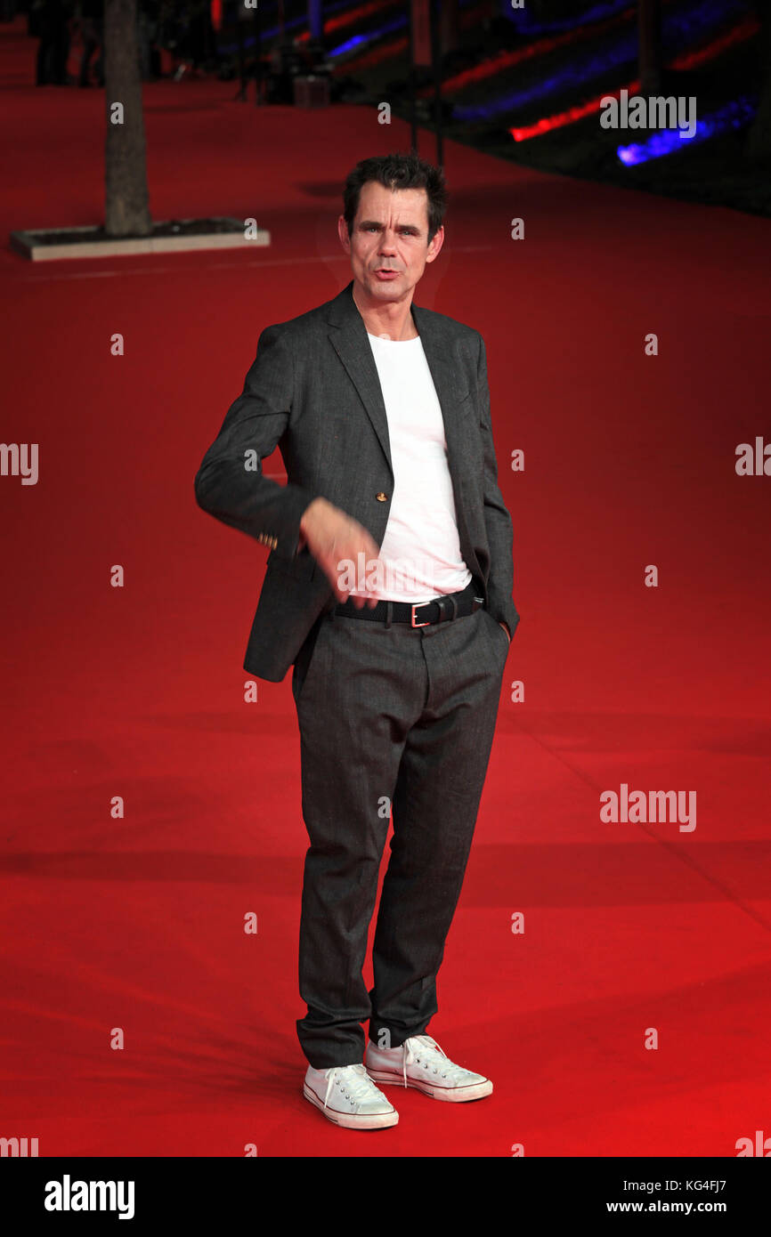 ROME, ITALY - NOVEMBER 02: Tom Tykwer and Antonio Monda walk a red carpet for 'Babylon Berlin' during the 12th Rome Film Fest at Auditorium Parco Della Musica on November 2, 2017 in Rome, Italy. Stock Photo
