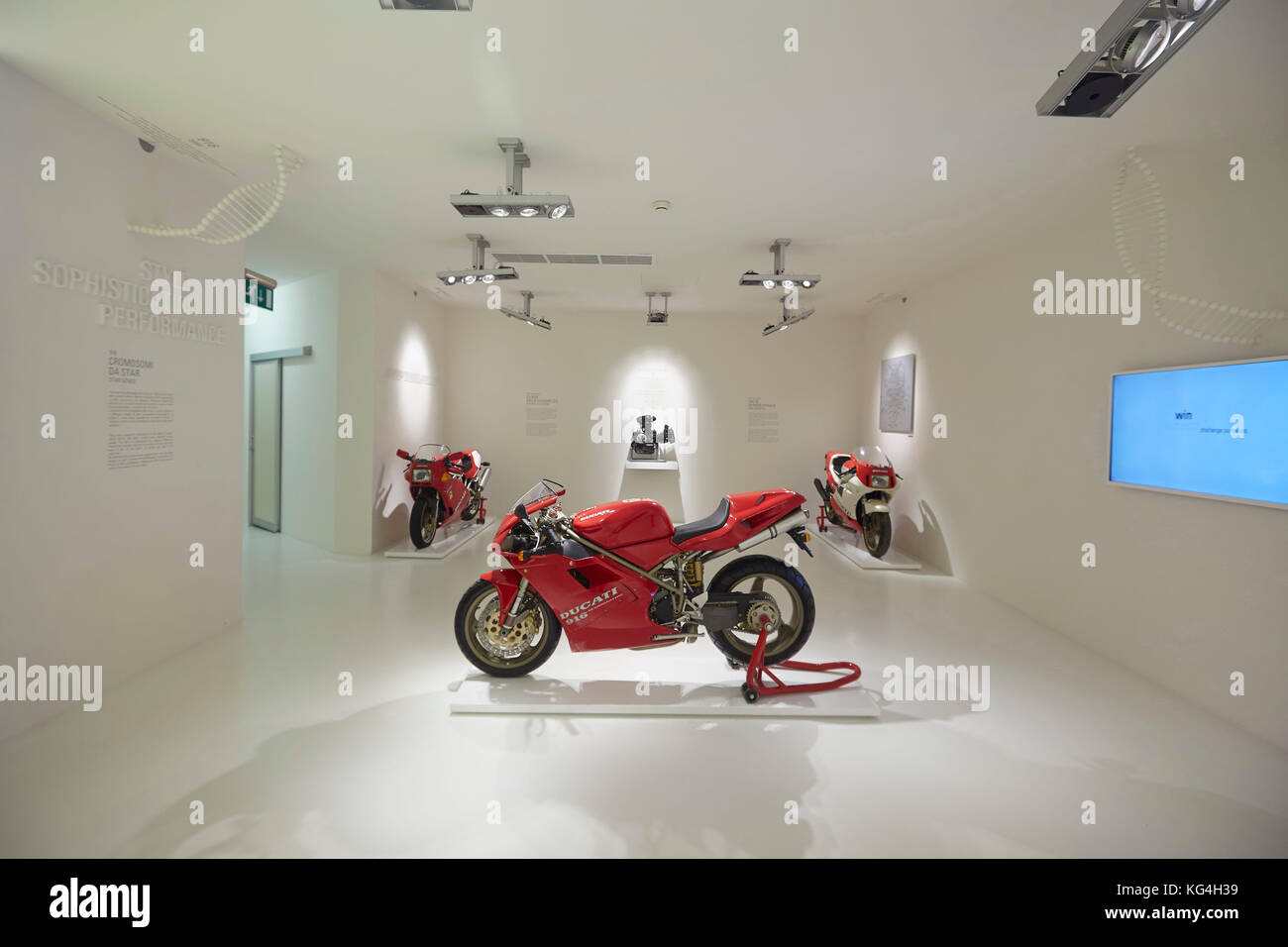 Motorcycles on display at the Ducati factory museum, Bologna, Italy