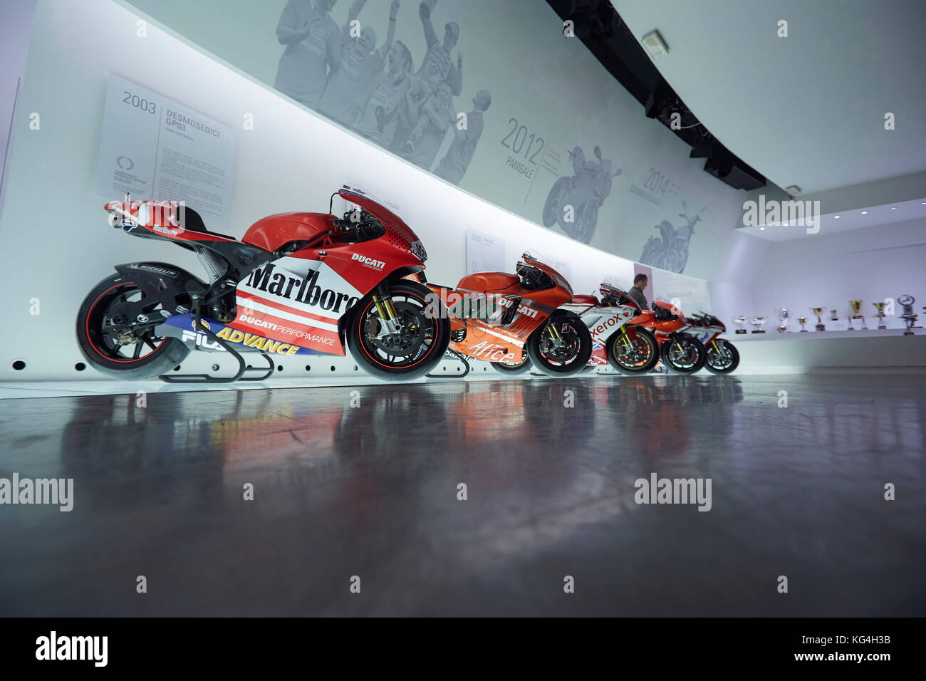 Loris Capirossi's Ducati Desmosedici GP03 Motocycle on display at the