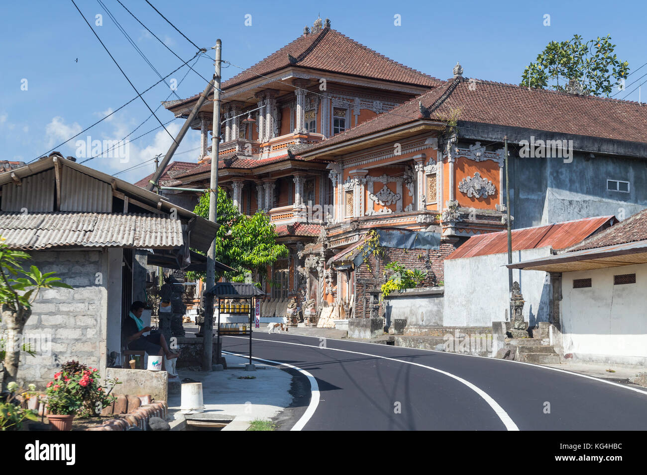 Streets of small towns in Bali, Indonesia Stock Photo