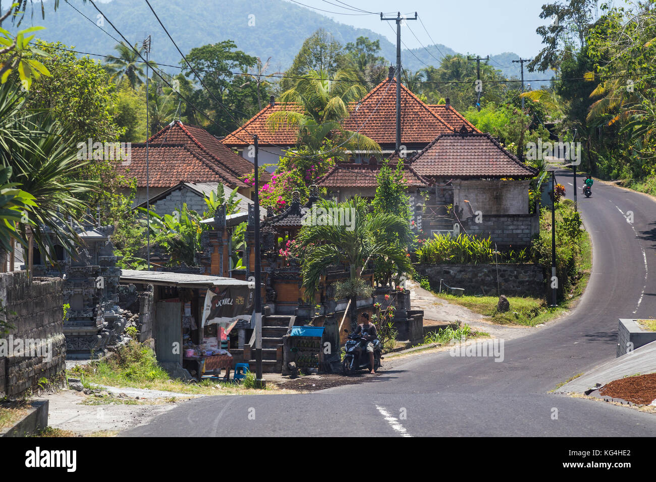 Streets of small towns in Bali, Indonesia Stock Photo