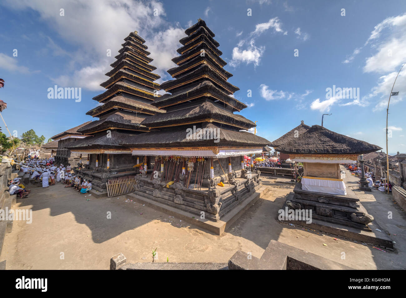 Wooden pagoda roofs of Pura Besakih Balinese temple Stock Photo