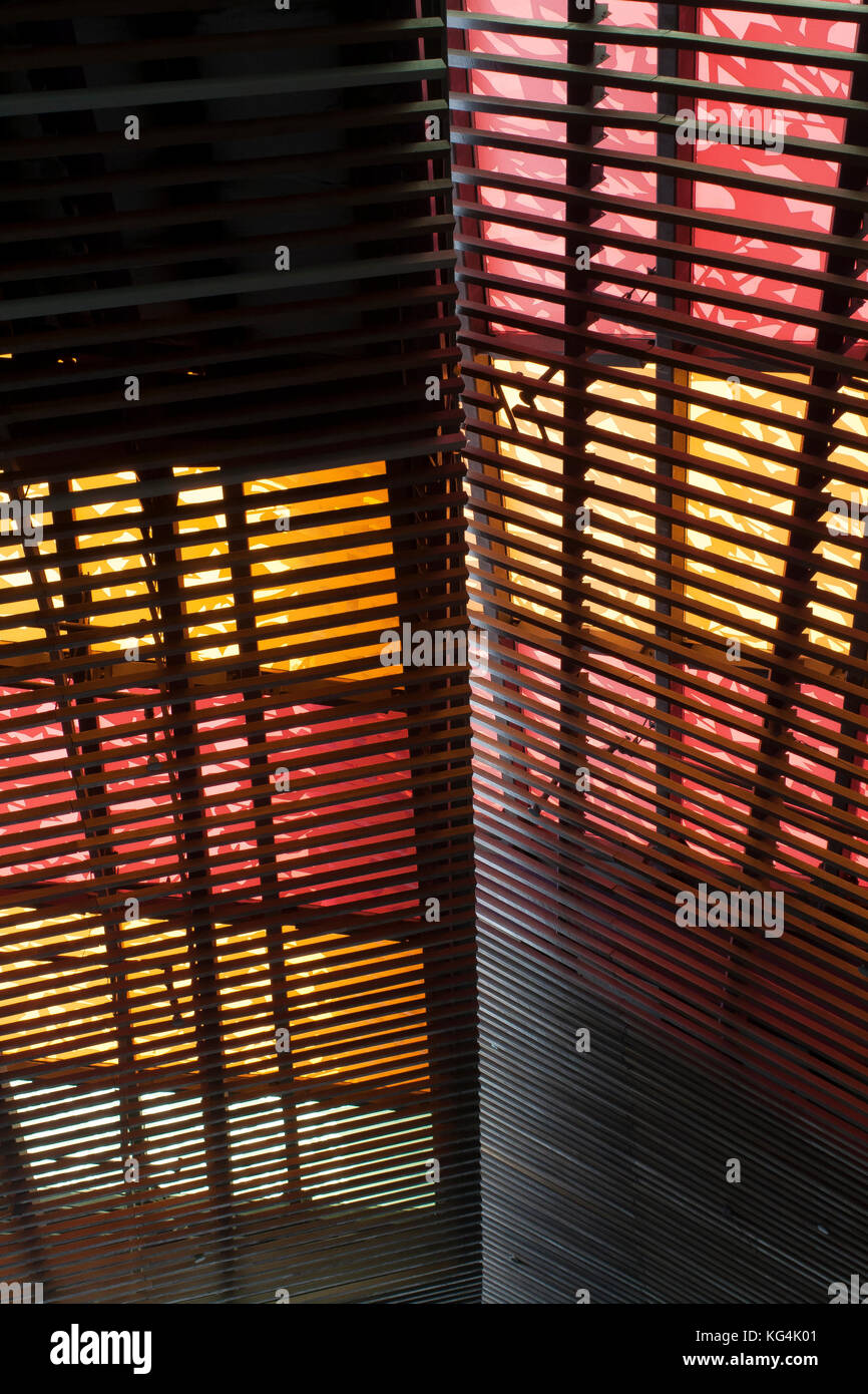 Red Orange Striped Ceiling Stock Photo Alamy