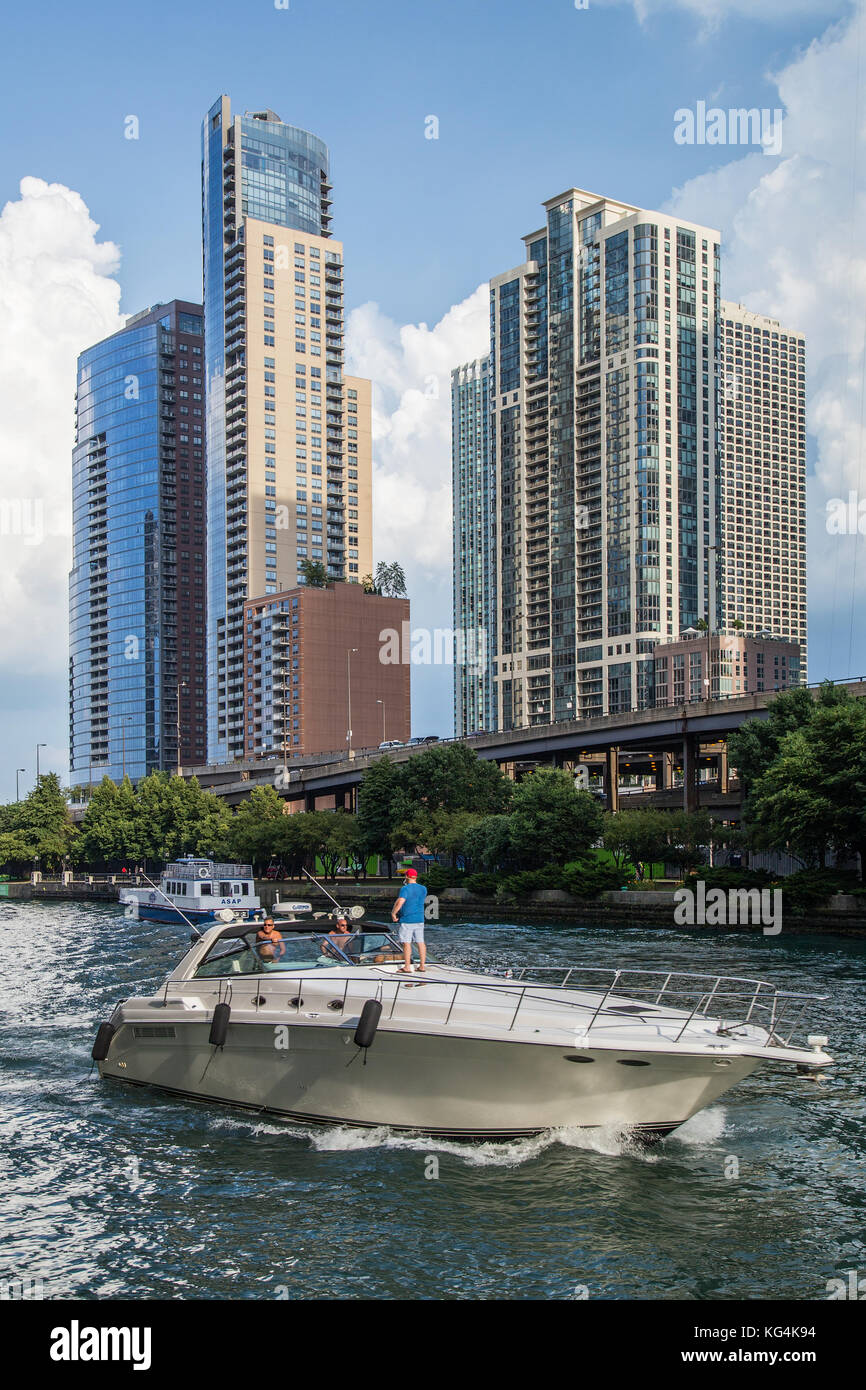 View of High-rise Luxurious Residential Buildings in Downtown Chicago along ...