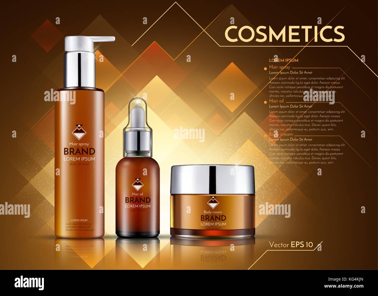 Cosmetics Vector Realistic Package Ads Template Hair Products