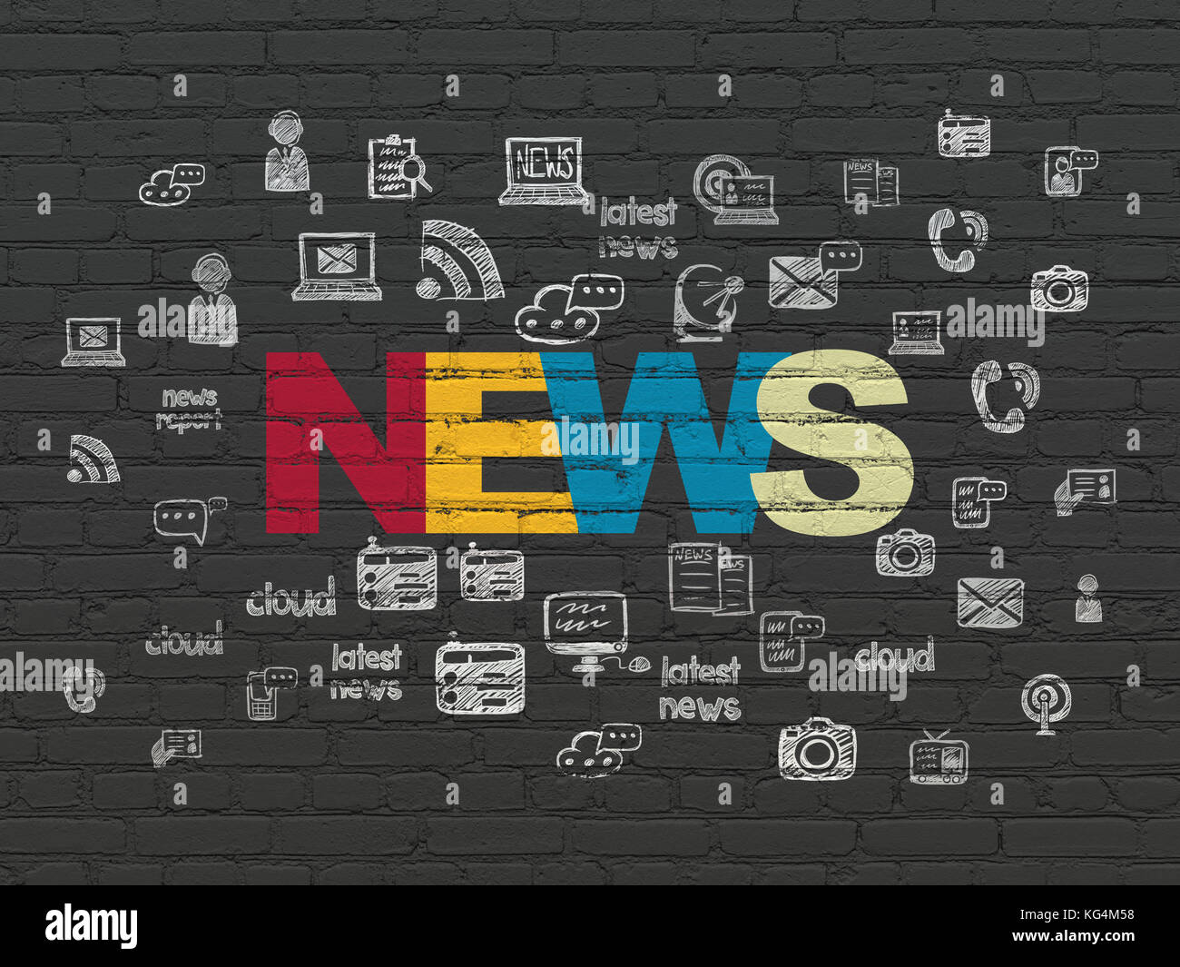 News concept: News on wall background Stock Photo - Alamy