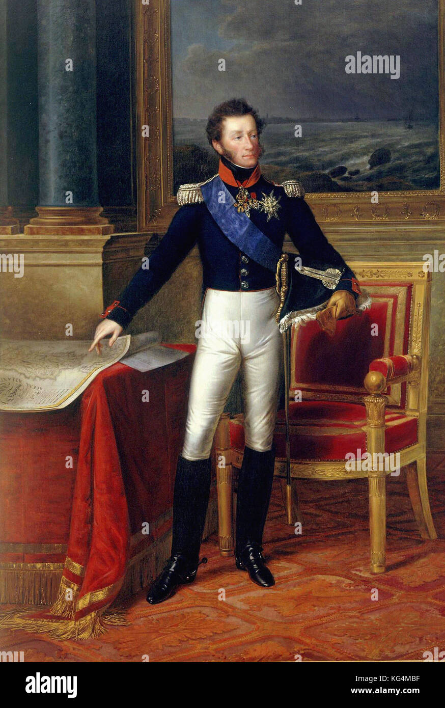 François Joseph Kinson  -  Portrait of  Louis-Antoine d'Artois duke of Angoulême  -  1825 Stock Photo